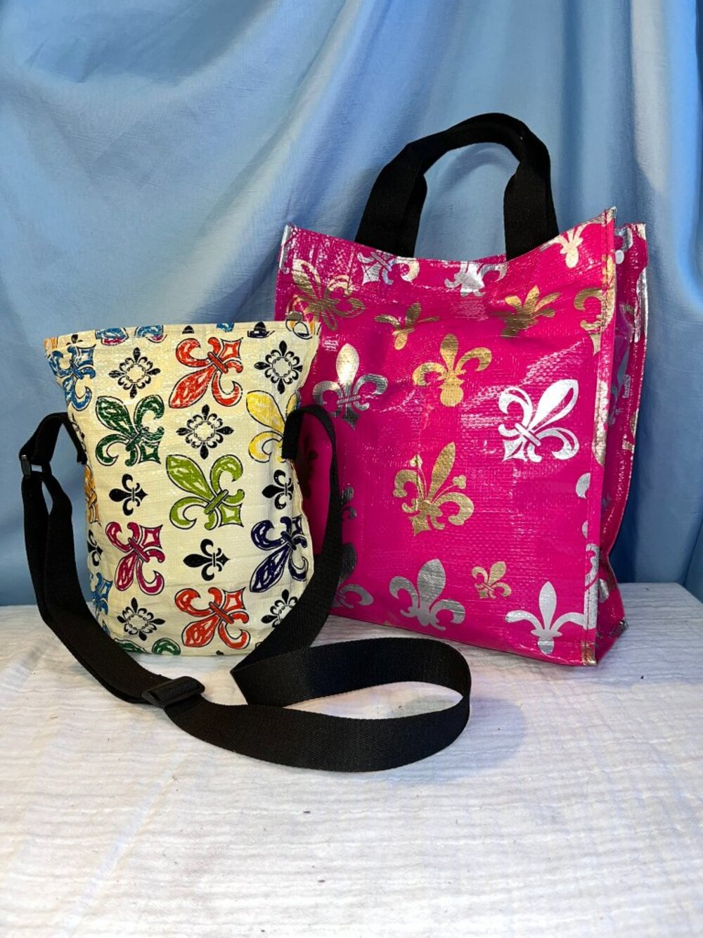 Pair of New Orleans "Jam" Reusable Tote Bags ~ 12 x 11 and 10 x 6 ~